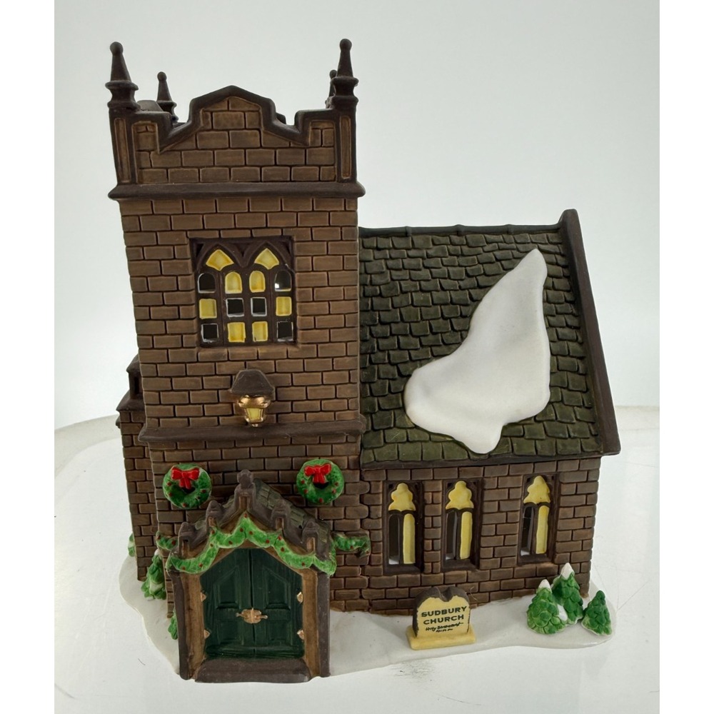 Dept 56 58322 Sudbury Church Dickens Village Retired Christmas Lighted